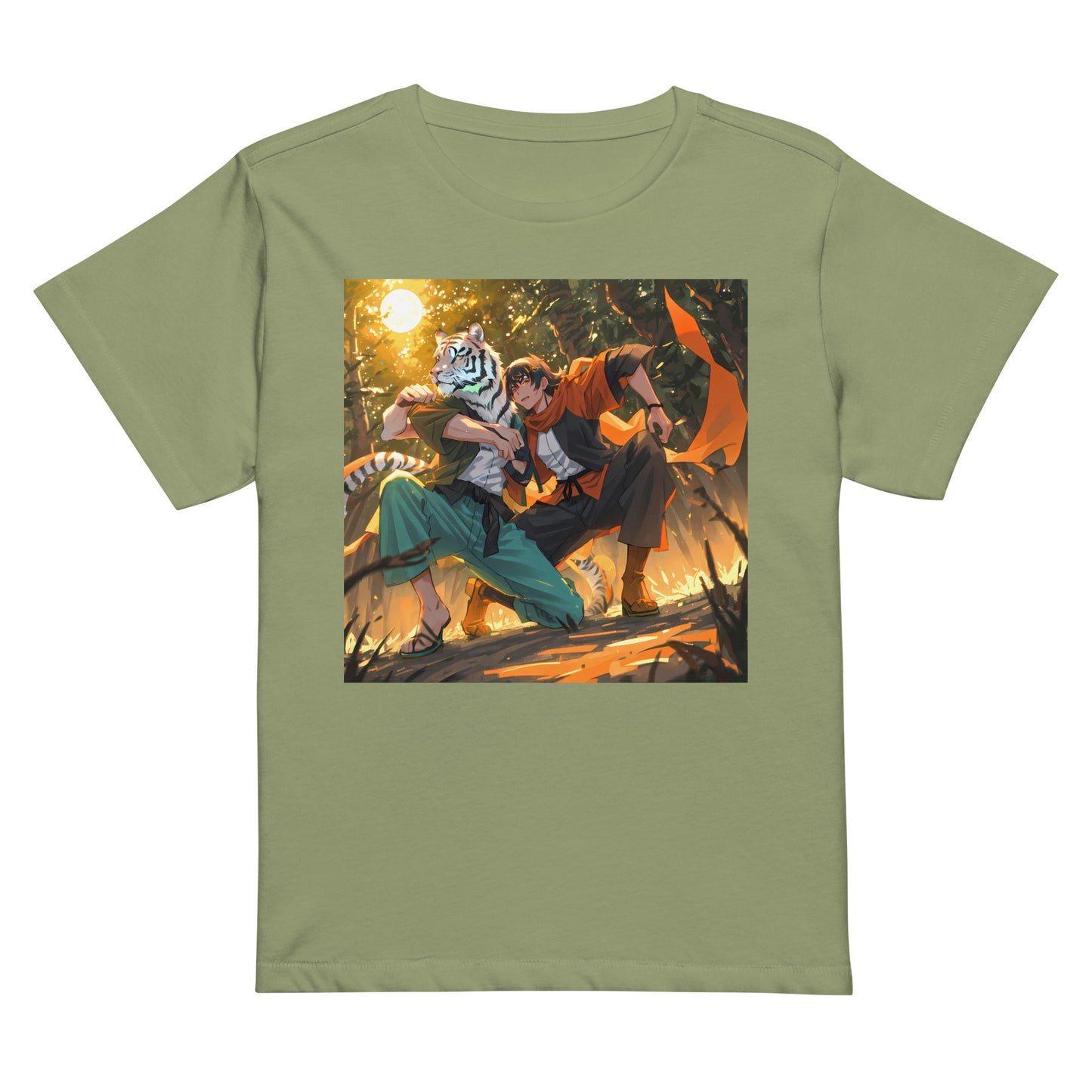 Women’s high-waisted t-shirt Anime Friends in the Forest